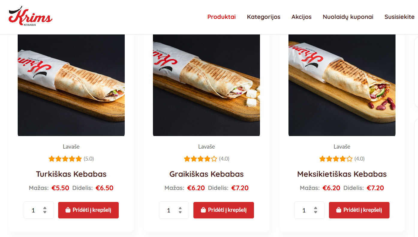 kebabinės meniu